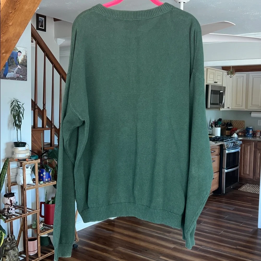 Eddie Bauer Classic Forest Green Crewneck Henley Sweater XL - Picture 5 of 8